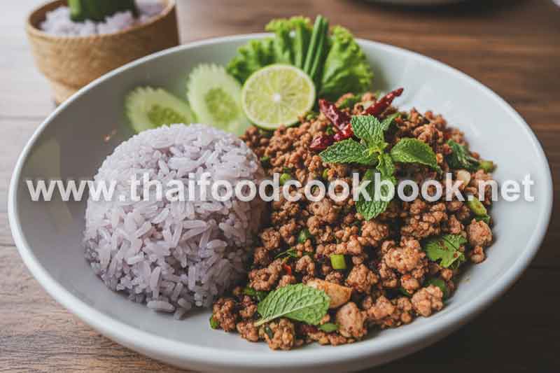 ข้าวเหนียวลาบหมู จานเดียวก็อิ่มอร่อยแบบอีสาน